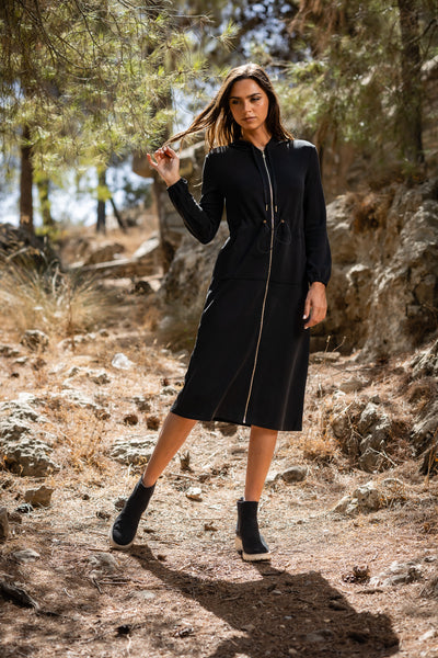 Black Long Hoodie Dress