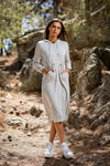 GREY LONG HOODIE DRESS