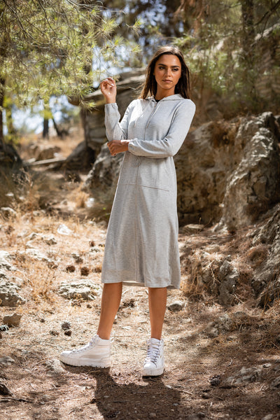 Grey short hoodie dress