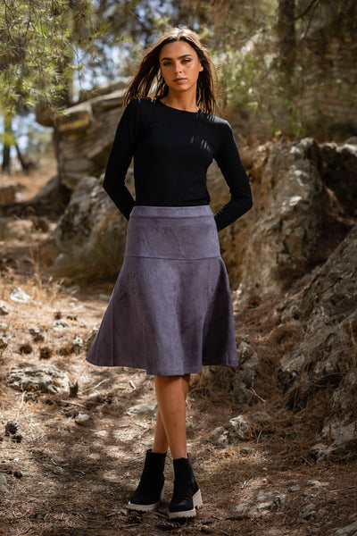 GRAPHITE SUEDE KIKI SKIRT