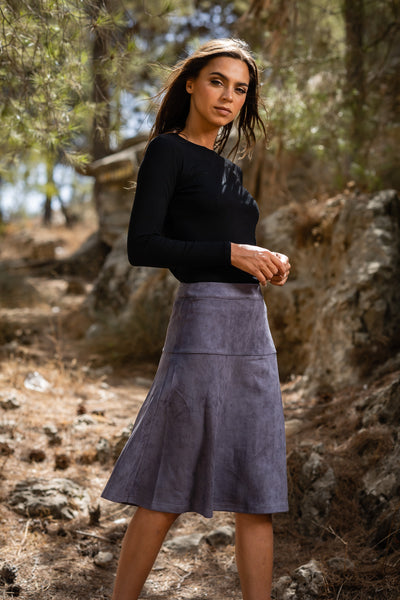 GRAPHITE SUEDE KIKI SKIRT